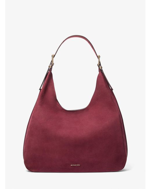 Michael Kors Red Nolita Large Nubuck Hobo Shoulder Bag