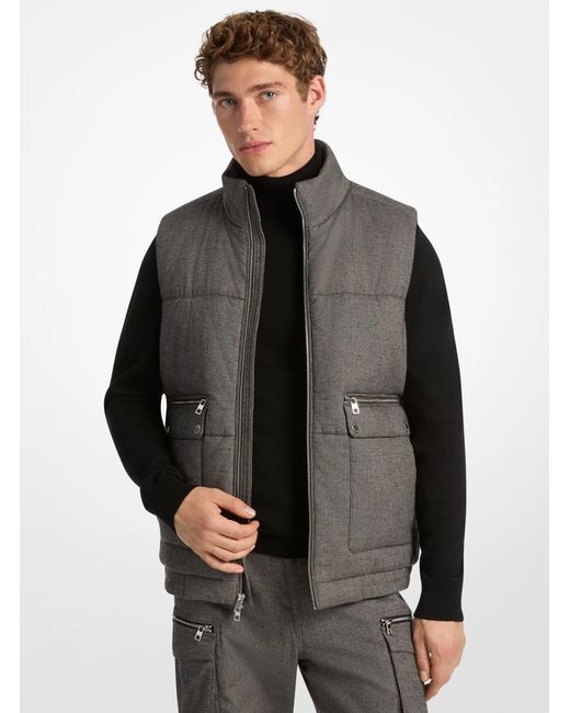 Michael Kors Gray Microhound Flannel Puffer Vest for men