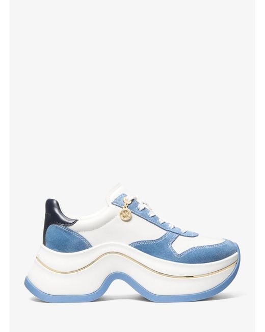 MICHAEL Michael Kors Blue Mk Arla Leather And Suede Trainer