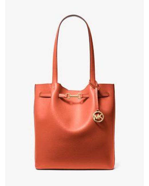 Michael Kors Red Carson Large Pebbled Leather Tote Bag