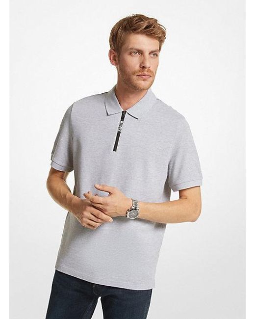 Michael Kors White Cotton Half-zip Polo Shirt for men