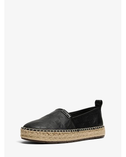 Michael Kors Black Mk Elias Logo Embossed Leather Espadrille for men