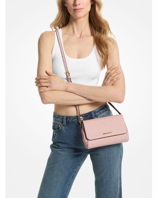 Michael Kors Pink Medium Logo Convertible Crossbody Bag