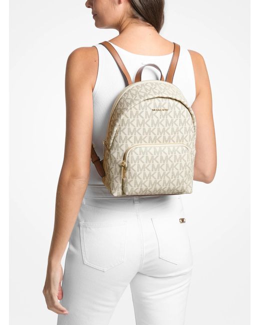 Michael Kors Outlet Natural Mk Erin Medium Signature Logo Backpack