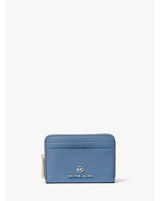 Petit portefeuille Jet Set en cuir grainé Michael Kors en coloris Blue