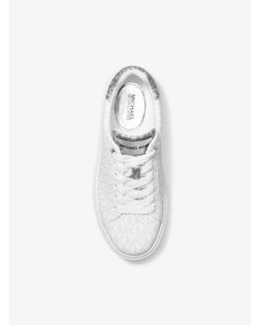 Michael Kors White Romey Metallic Two-Tone Signature Logo Platform Sneaker