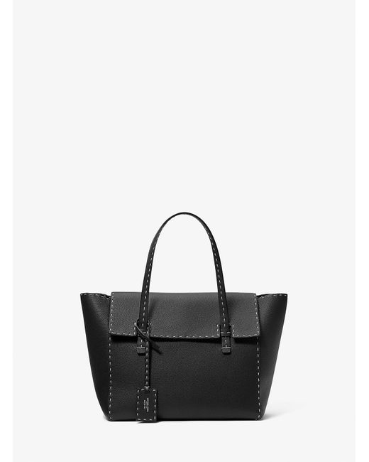 Michael Kors Black Sophia Hand-Stitched Pebbled Leather Satchel