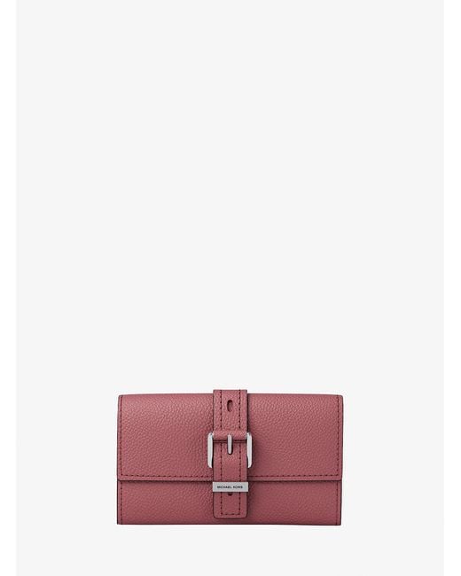MICHAEL Michael Kors Red Mk Nolita Medium Pebbled Leather Tri-Fold Wallet for men