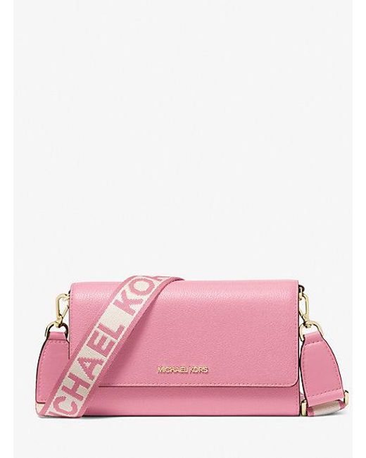 Michael Kors Pink Jet Set Large Leather Crossbody Bag