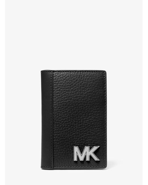 Michael Kors Black Mk Hudson Pebbled Leather Card Case for men