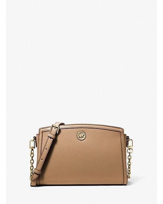 Michael Kors Natural Chantal Large Pebbled Leather Crossbody Bag