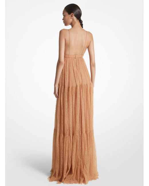 Michael Kors Natural Mk Chantilly Lace Slip Gown