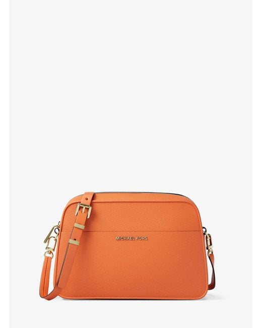 Michael Kors Orange Jet Set Small Leather Camera Crossbody Bag