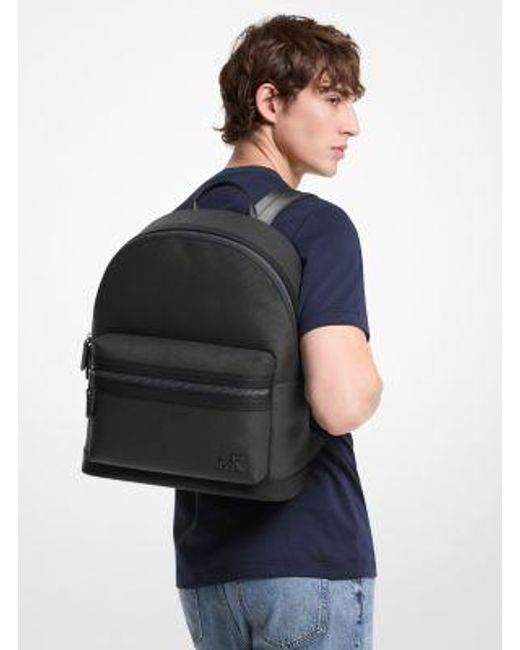 Michael Kors Black Mk Edison Leather Backpack for men