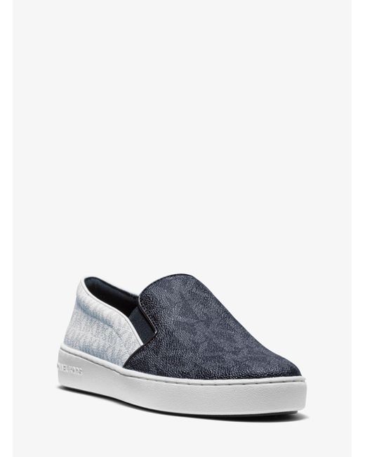 Michael Kors Keaton Two-tone Logo Slip-on Sneaker in Blue | Lyst
