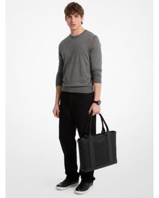 Michael Kors Black Hudson Leather And Signature Logo Work Tote Bag for men