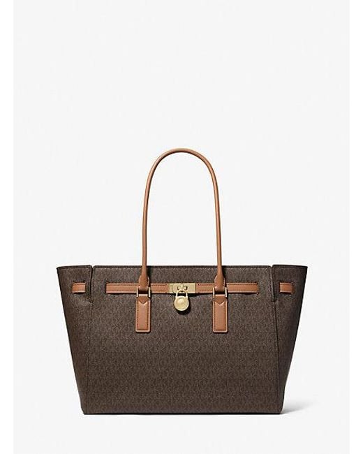 Michael Kors Brown Mk Hamilton Moderne Large Signature Logo Tote Bag