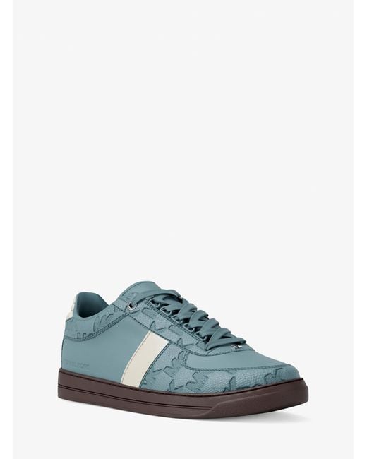 Michael Kors Blue Brady Logo Embossed Leather Sneaker for men