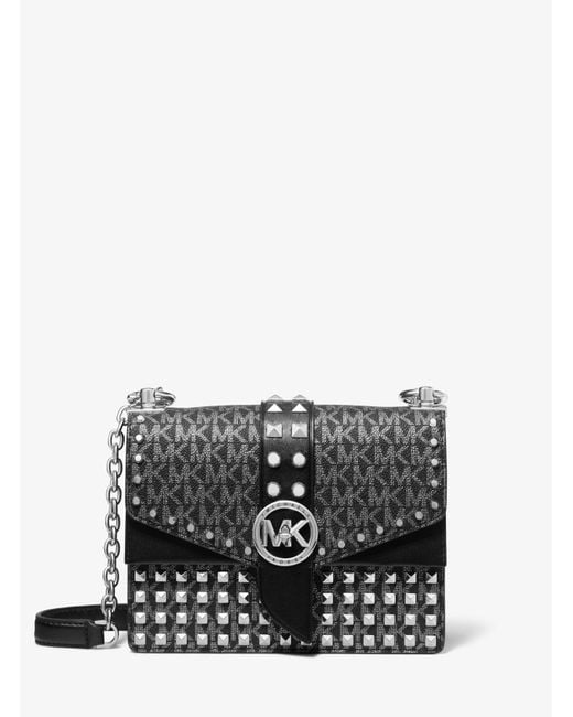 Michael Kors Greenwich Small Studded Metallic Logo Crossbody Bag Lyst