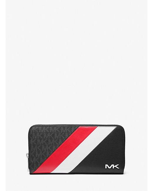 Michael Kors White Cooper Logo And Striped Smartphone Wallet for men