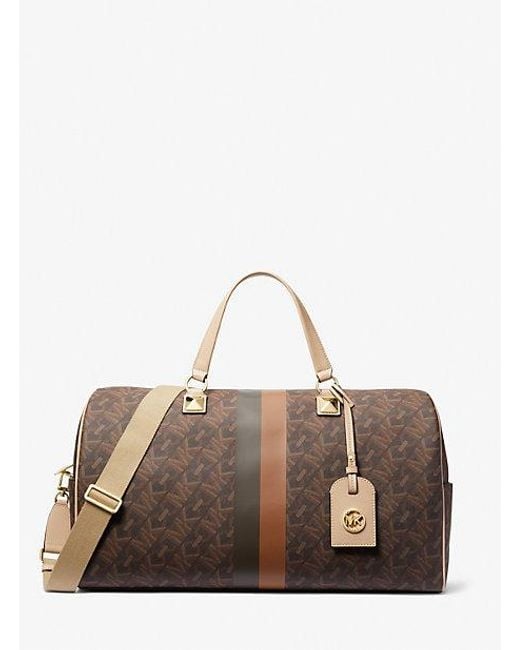 Michael Kors Brown Grayson Extra-large Empire Signature Logo Stripe Weekender Bag