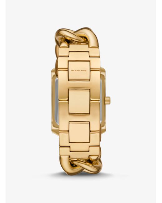Reloj Emery oversize en tono dorado con incrustación y cadena de eslabones Michael Kors de color Metallic