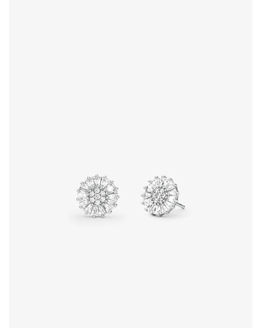 Michael Kors White Mk Precious Metal-Plated Sterling Pavé Stud Earrings