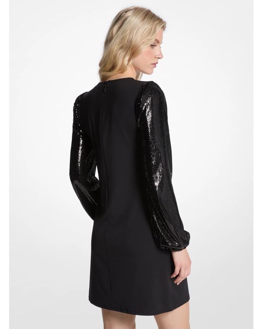 MICHAEL Michael Kors Black Sequin Sleeve Mini Shift Dress