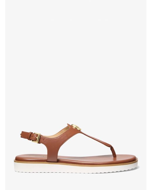 MICHAEL Michael Kors Brown Mk Val Leather Thong Sandal