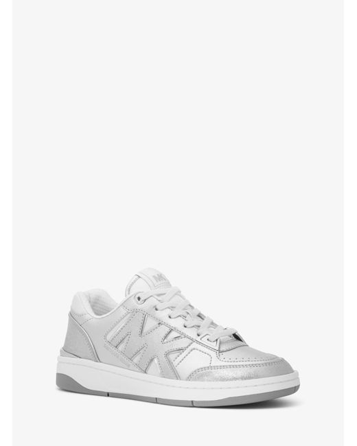 Michael Kors White Rebel Metallic Leather Sneaker