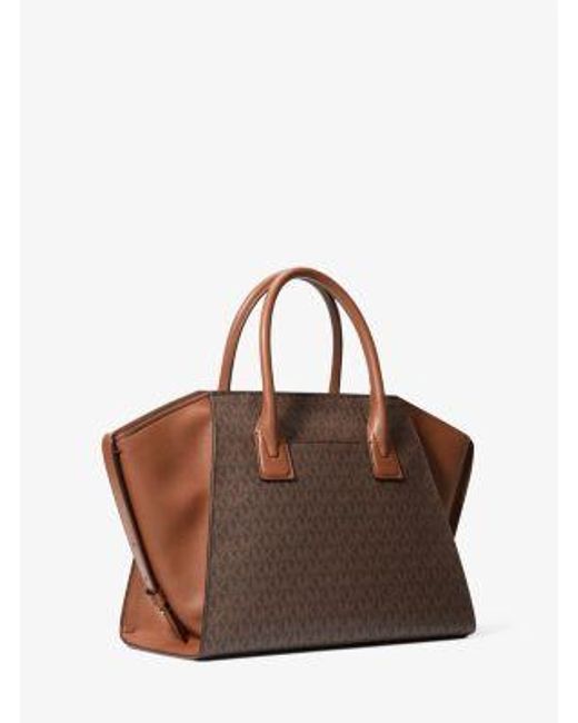 Mkbolso Satchel Avril Grande Con Logotipo Michael Kors Outlet de color Brown