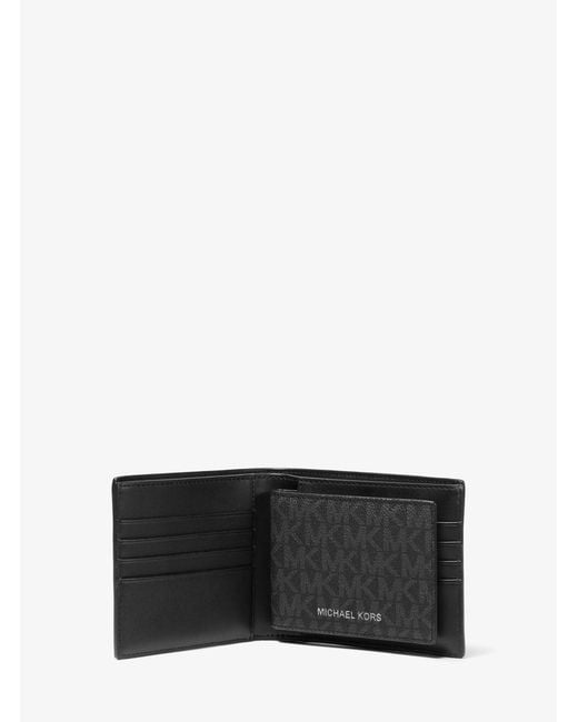 Michael Kors Outlet White Mk Cooper Logo Billfold Wallet With Passcase for men