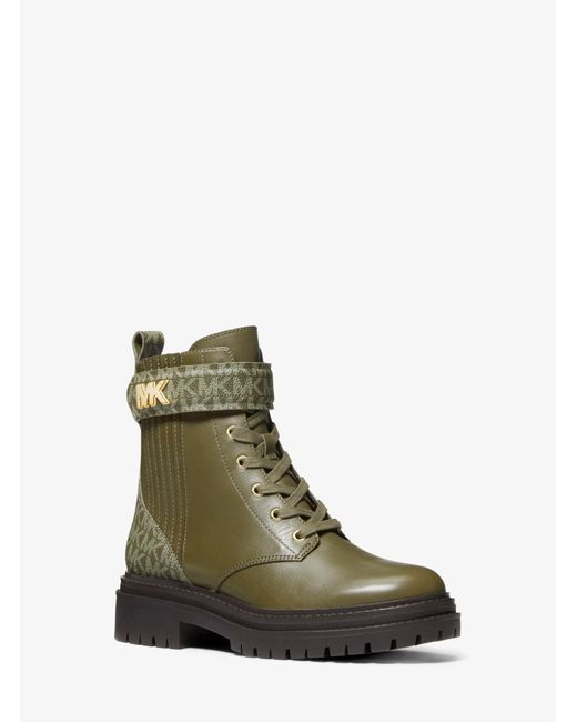 michael kors green combat boots