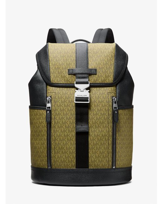 Michael Kors Green Hudson Signature Logo Aviator Backpack for men