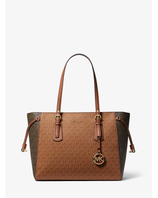 MICHAEL Michael Kors Brown Voyager Medium Color-block Logo Tote Bag