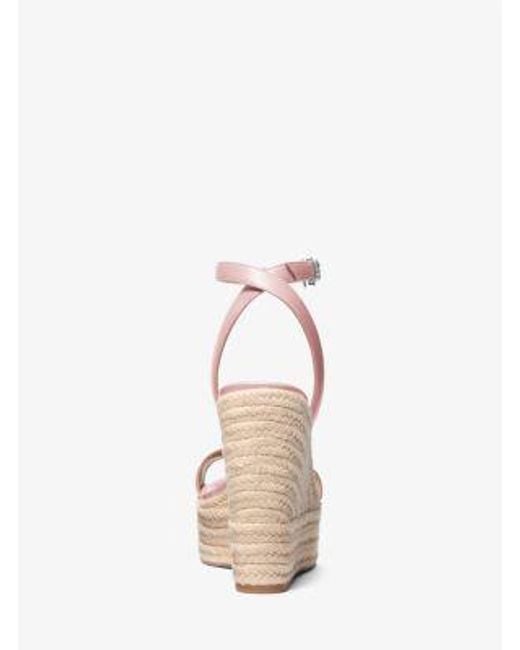 Michael Kors Pink Leighton Leather Wedge Sandal