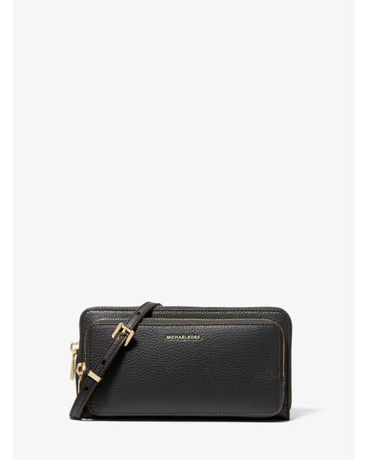 MICHAEL Michael Kors Gray Mk Jet Set Large Pebbled Leather Convertible Crossbody Bag