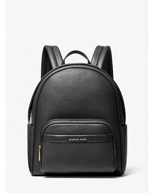 Michael Kors Black Mk Bex Medium Pebbled Leather Backpack