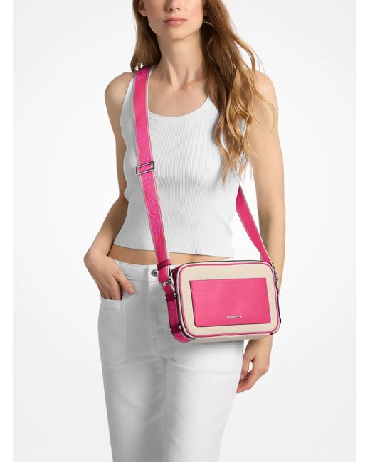 MICHAEL Michael Kors Pink Mk Maeve Large Canvas Crossbody Bag