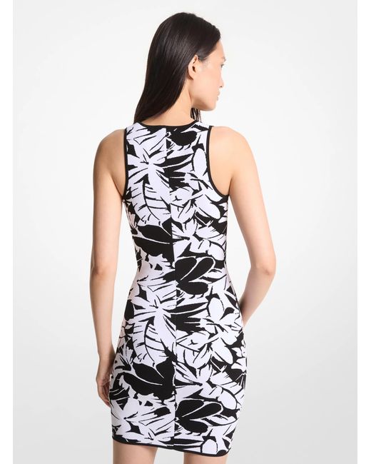 MICHAEL Michael Kors White Mk Palm Jacquard Tank Dress