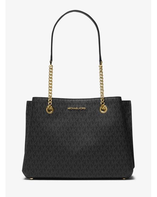 Michael Kors Teagan Large Logo Shoulder Bag in Black Lyst