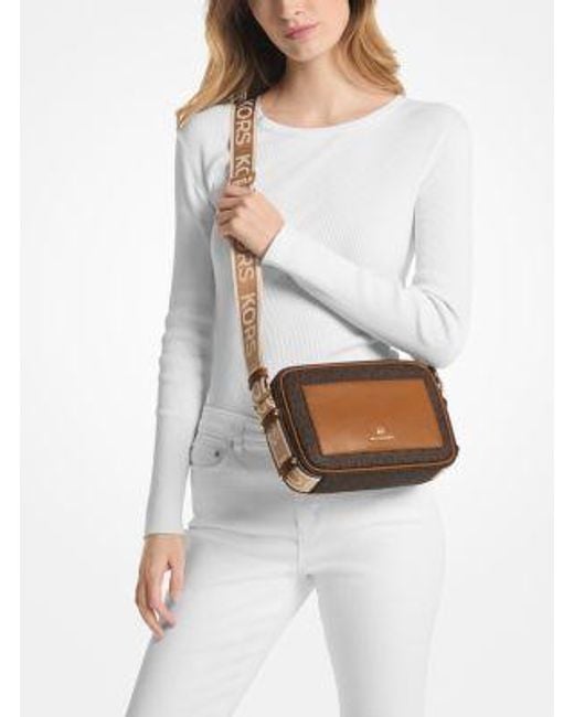 Michael Kors Brown Maeve Large Signature Crossbody Bag