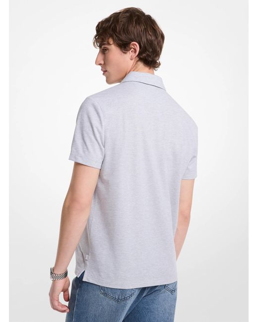 Michael Kors White Mk Cotton Blend Piqué Zip-Up Polo Shirt for men