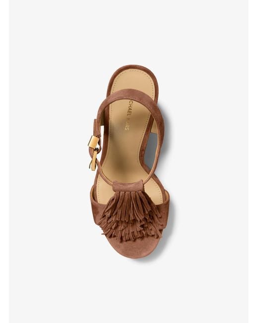 MICHAEL Michael Kors Brown Indra Fringed Suede Platform Sandal