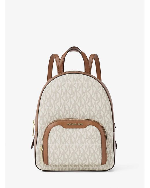 Michael Kors Outlet Natural Mk Jaycee Extra-Small Signature Logo Backpack