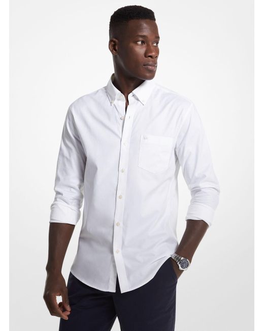 Camicia slim-fit in lino di Michael Kors in White da Uomo