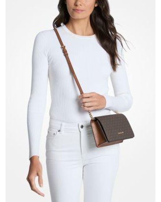 Michael Kors Brown Jet Set Medium Signature Logo Crossbody Bag