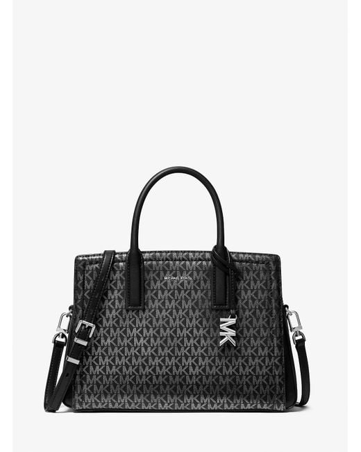 Mkbolso Satchel Laila Mediano Metalizado Con Logotipo MICHAEL Michael Kors de color Black