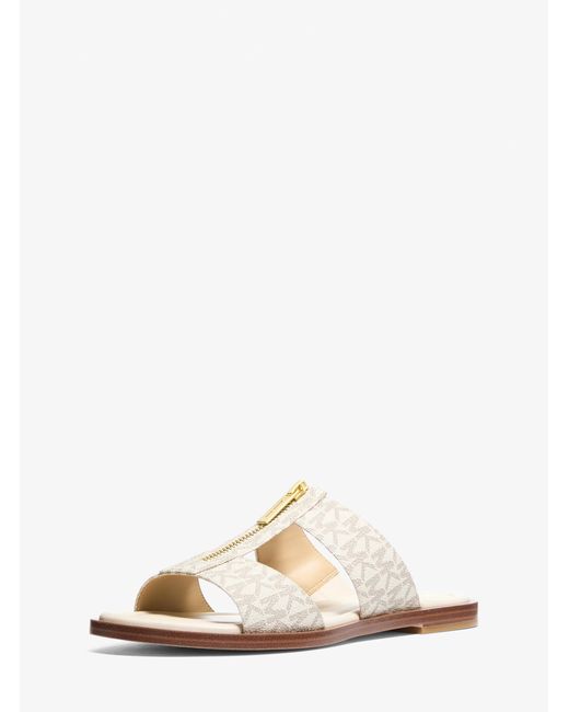 MICHAEL Michael Kors White Mk Berkley Signature Logo Slide Sandal
