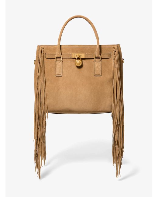 MICHAEL Michael Kors White Hamilton Moderne Large Fringed Suede Satchel